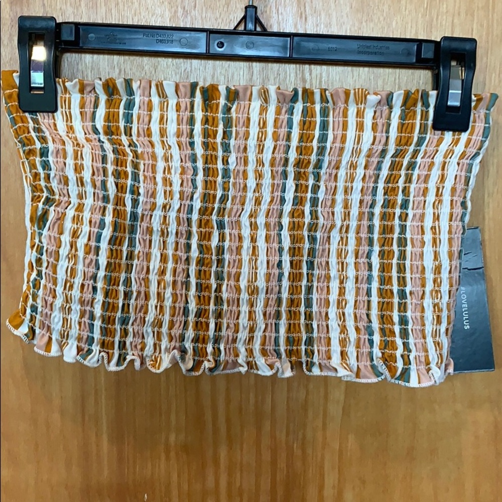 NWT Lulus Strapless Scrunched Crop Top
